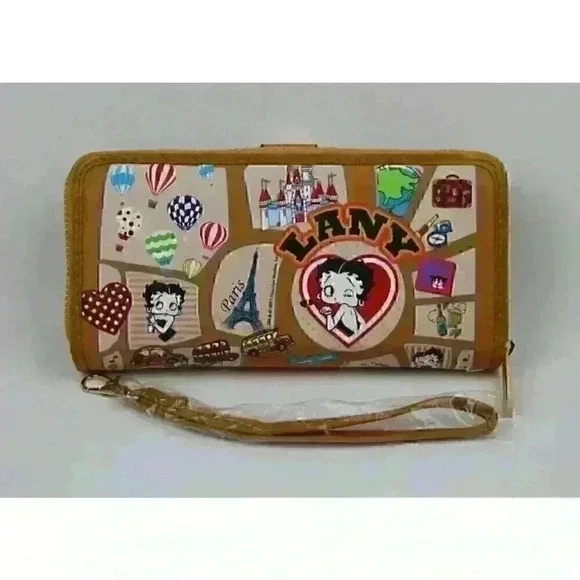 NEW! Betty Boop Women's Lany Vegan Wristlet Wallet - Picture 4 of 5